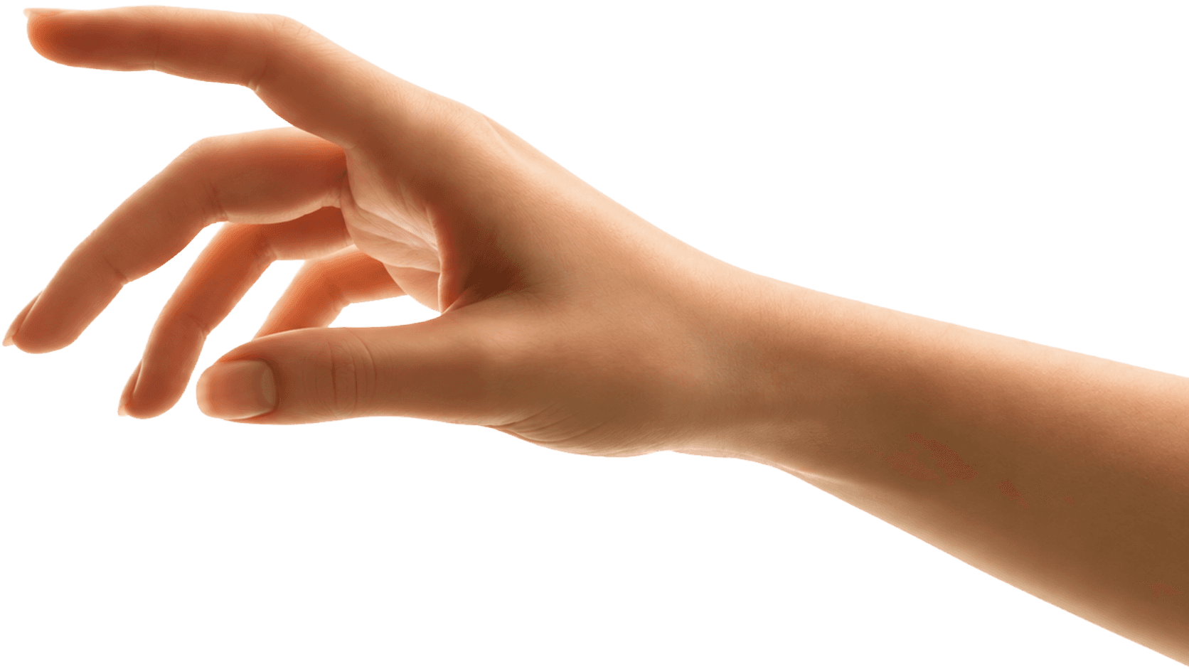 Human hand reaching toward the AI